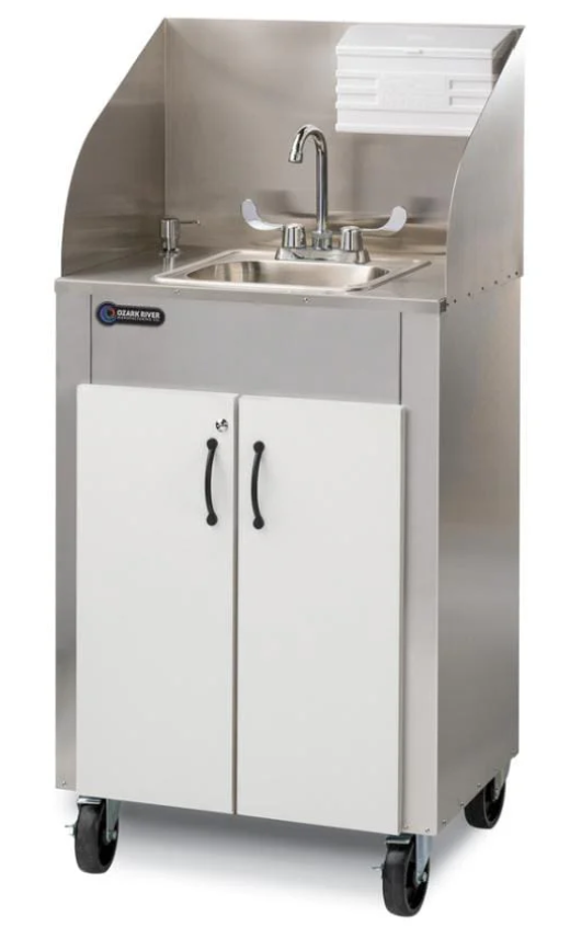 Portable Sink w/ Hot Water Heater & Backsplash - Stainless Steel