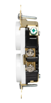 Heavy Duty Hospital-Grade Duplex Receptacle, Back and Side Wire, 20A, 125VAC, White